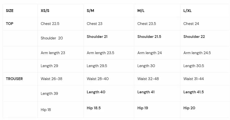 Size Chart for New In '25 - Sira Knit Detail Suit Dark Mouse