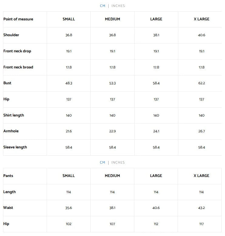 Size Chart for Laavni '25 - Eyana