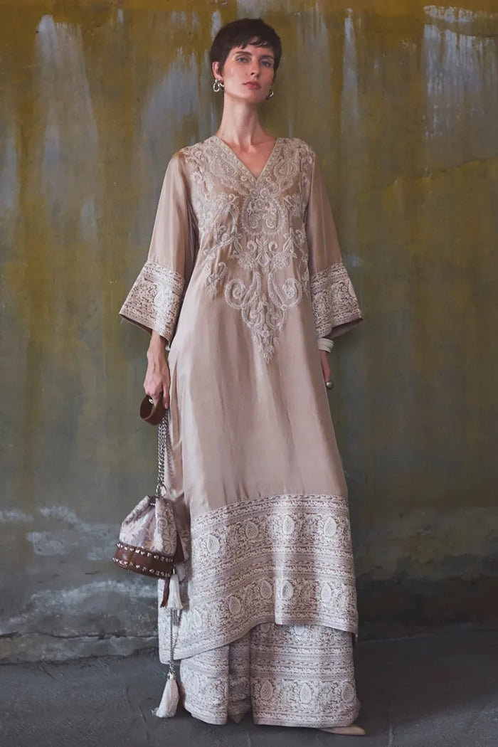 Diffusion '26 - Coffee Beige Tilla-thread Embroidery Kurta Set