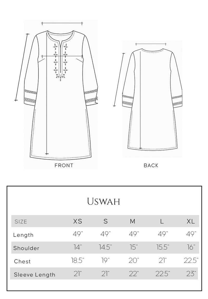Size Chart for Sunehri Ramsha Edit '26 - Uswah