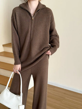 New In '25 - Lolo Knit Detail Suit Brown