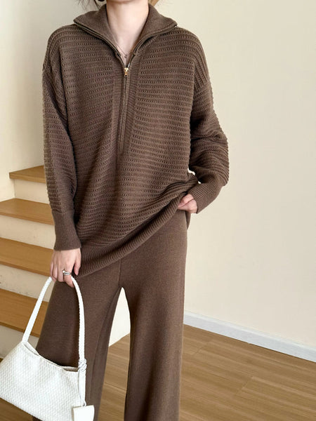 New In '25 - Lolo Knit Detail Suit Brown