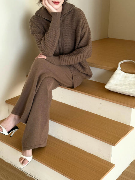 New In '25 - Lolo Knit Detail Suit Brown