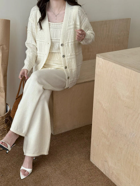 New In '25 - Tina White Detail Three Piece Knit Suit