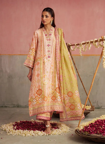 Mayna Festive Prints '25 - Eda Apricot Shirt And Dupatta