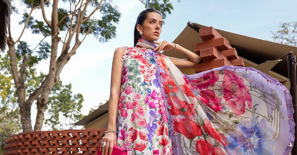 M-prints '26 - 3 Piece Unstitched Embroidered Lawn Suit | Mpt-2902-a