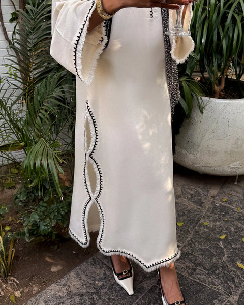 Warm Ivory Embroided Thread Set | LIRA