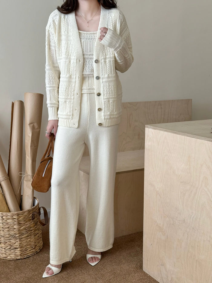 New In '25 - Tina White Detail Three Piece Knit Suit