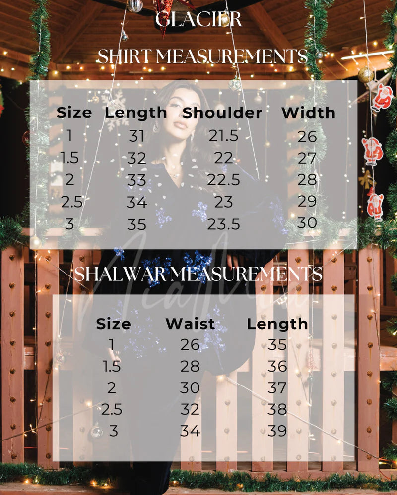 Size Chart for Winter Wonderland '25 - Glacier