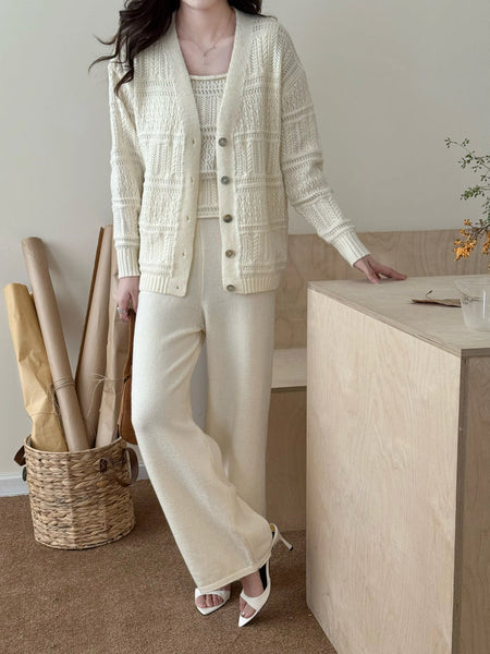 New In '25 - Tina White Detail Three Piece Knit Suit