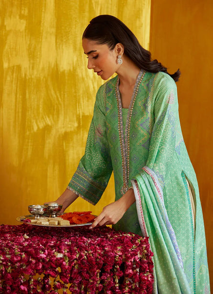 Mayna Festive Prints '25 - Arina Aqua Shirt And Dupatta
