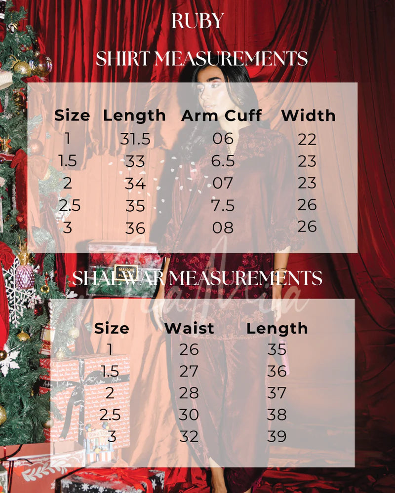 Size Chart for Winter Wonderland '25 - Ruby
