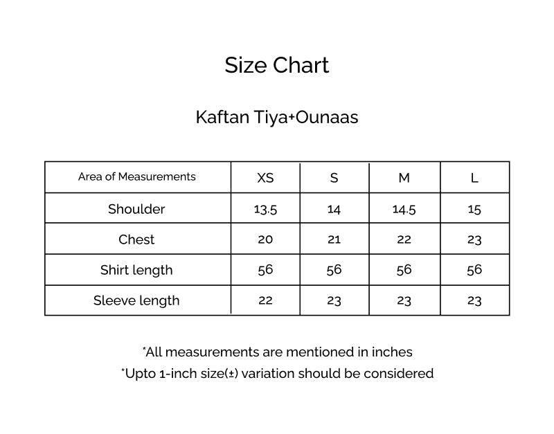Size Chart for Ramadan Edit '26 - Bloom