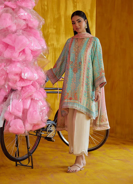 Mayna Festive Prints '25 - Juni Aqua Shirt And Dupatta