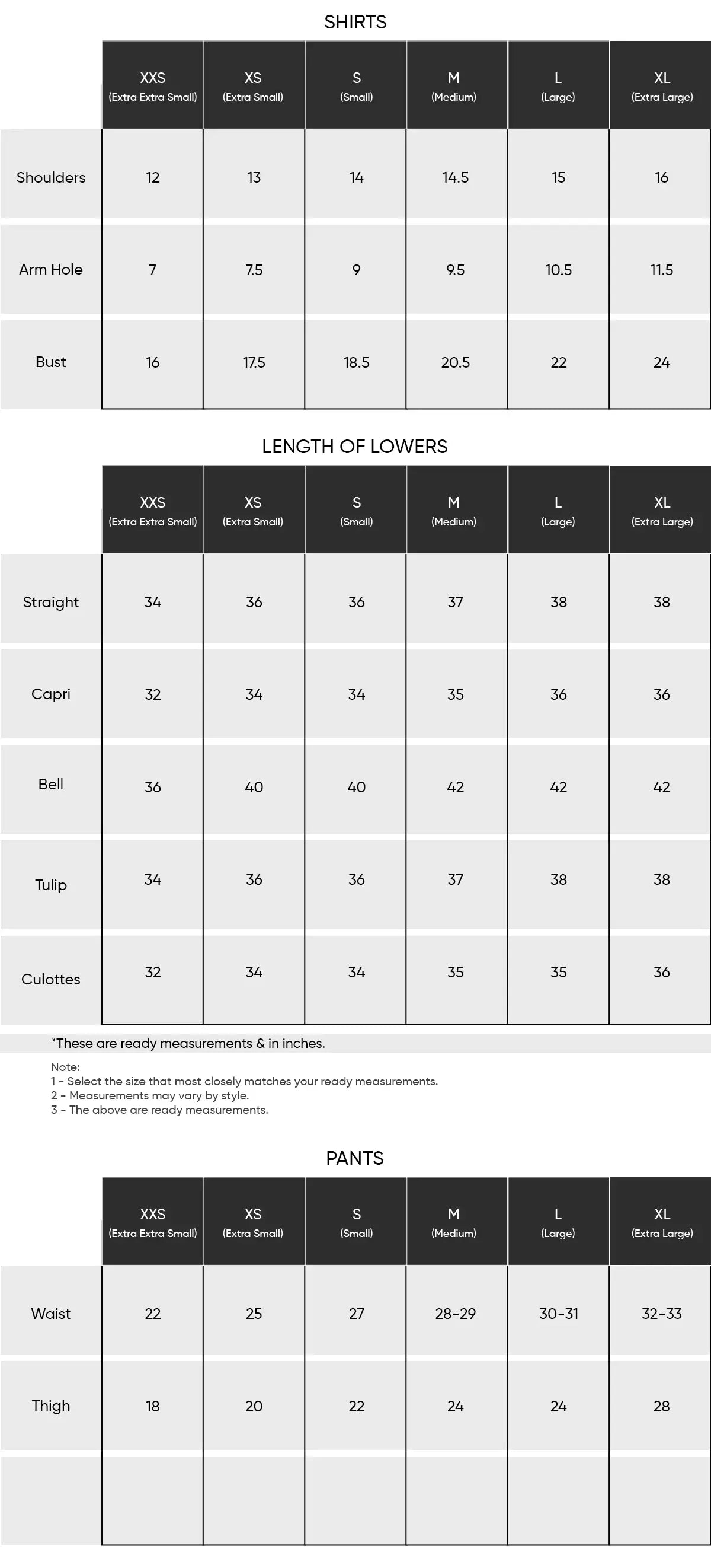 Size Chart for Velvet '25 - 15184-Blue