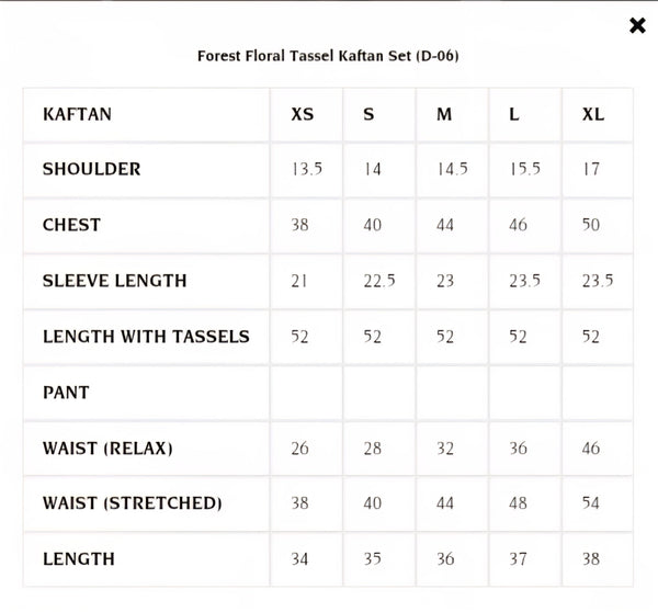 Luxe Edit '25 - Forest Floral Tassel Kaftan Set (D-06)