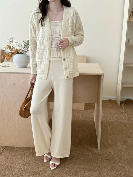 New In '25 - Tina White Detail Three Piece Knit Suit