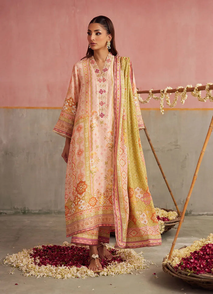 Mayna Festive Prints '25 - Eda Apricot Shirt And Dupatta