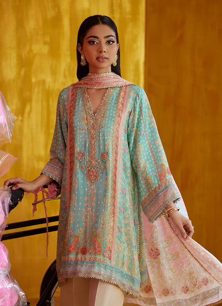 Mayna Festive Prints '25 - Juni Aqua Shirt And Dupatta