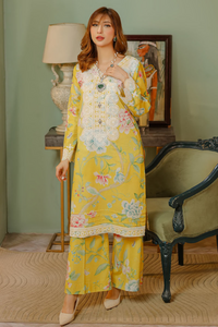 LAILA - Relaxed Yellow Lawn & Organza Kurta Set