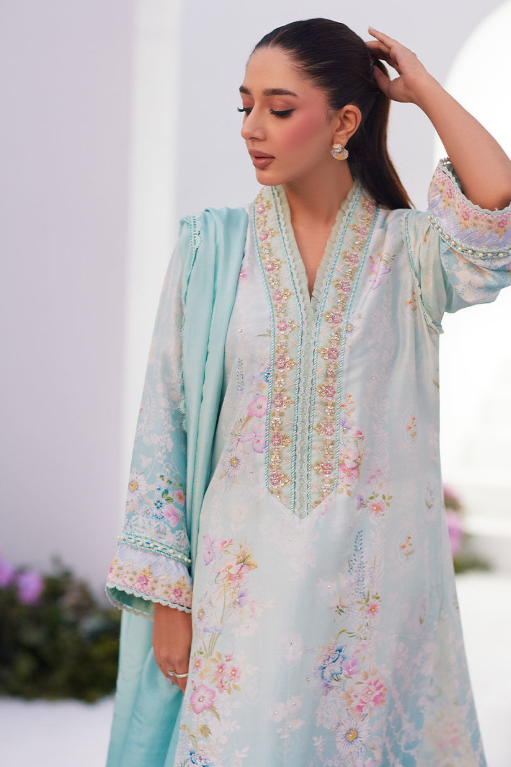 FTA ZAZA PRINTS'24-CYAN OMBRE SHIRT AND DUPATTA - second image