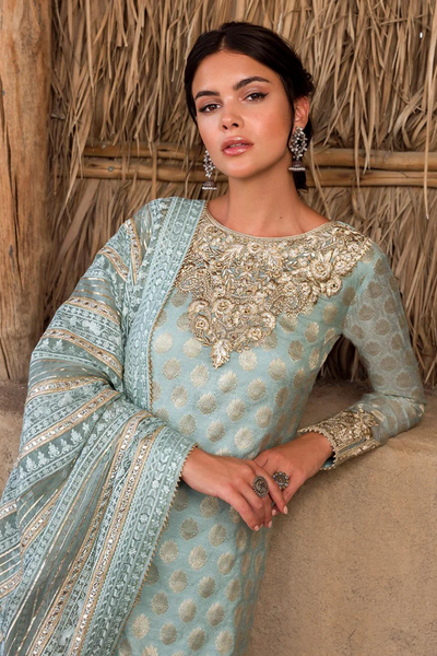 SAAHI mint blue kurta pant set