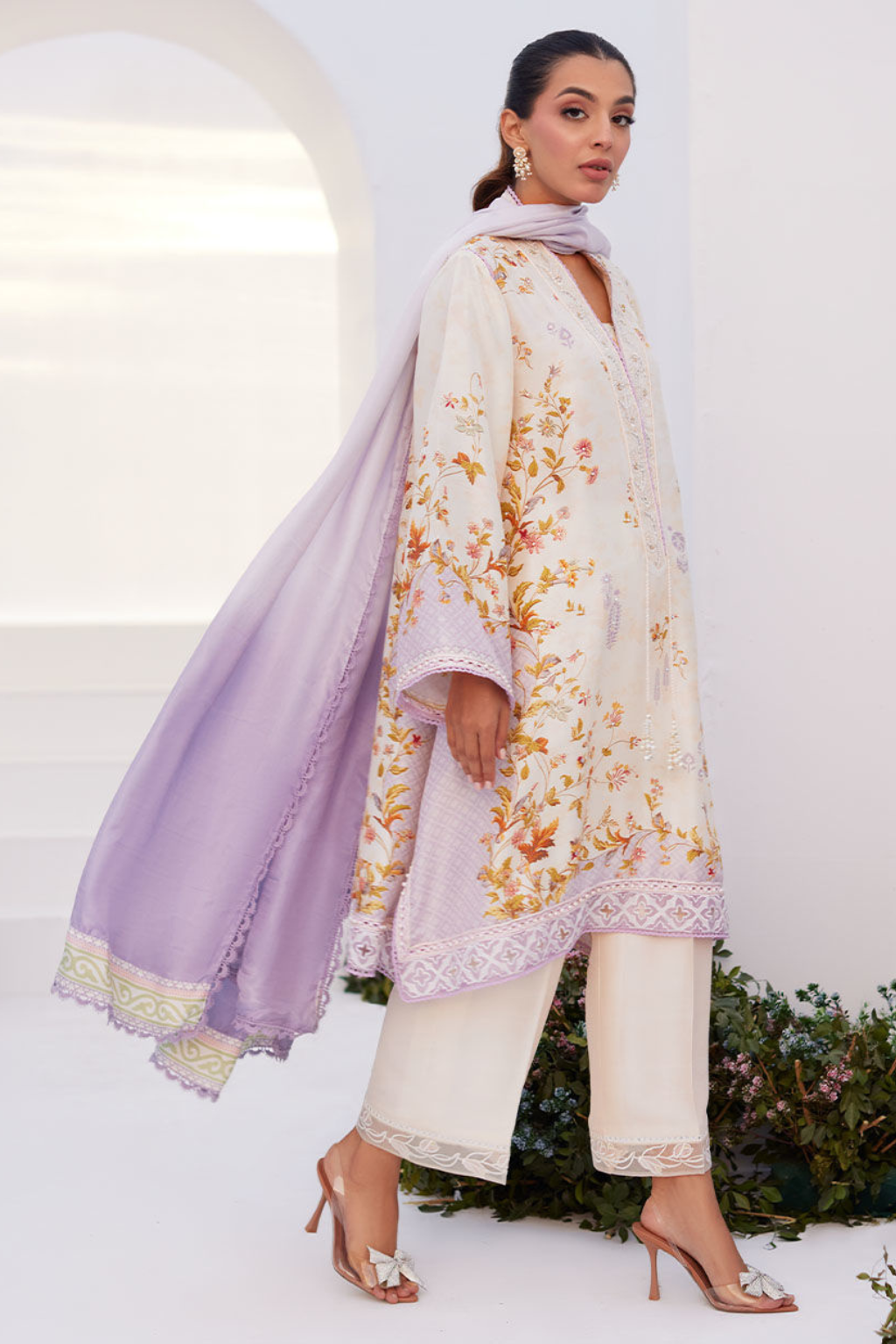 FTA ZAZA PRINTS'24-AMETHYST TRELLIS SHIRT AND DUPATTA - second image