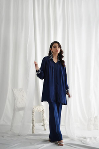 MYLA Navy Blue Silk Shirt 