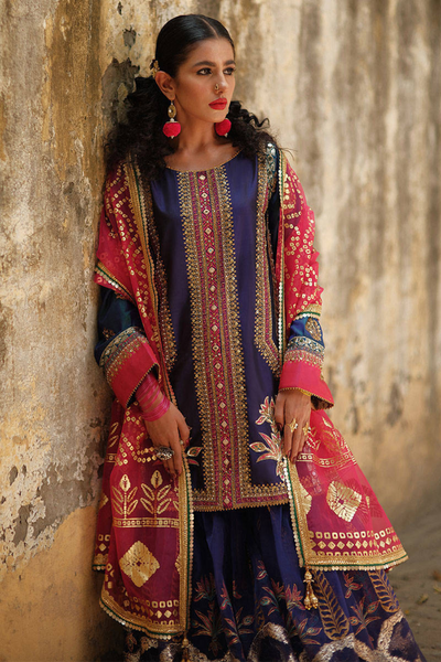 ZIMAL royal blue kurta gharara set 