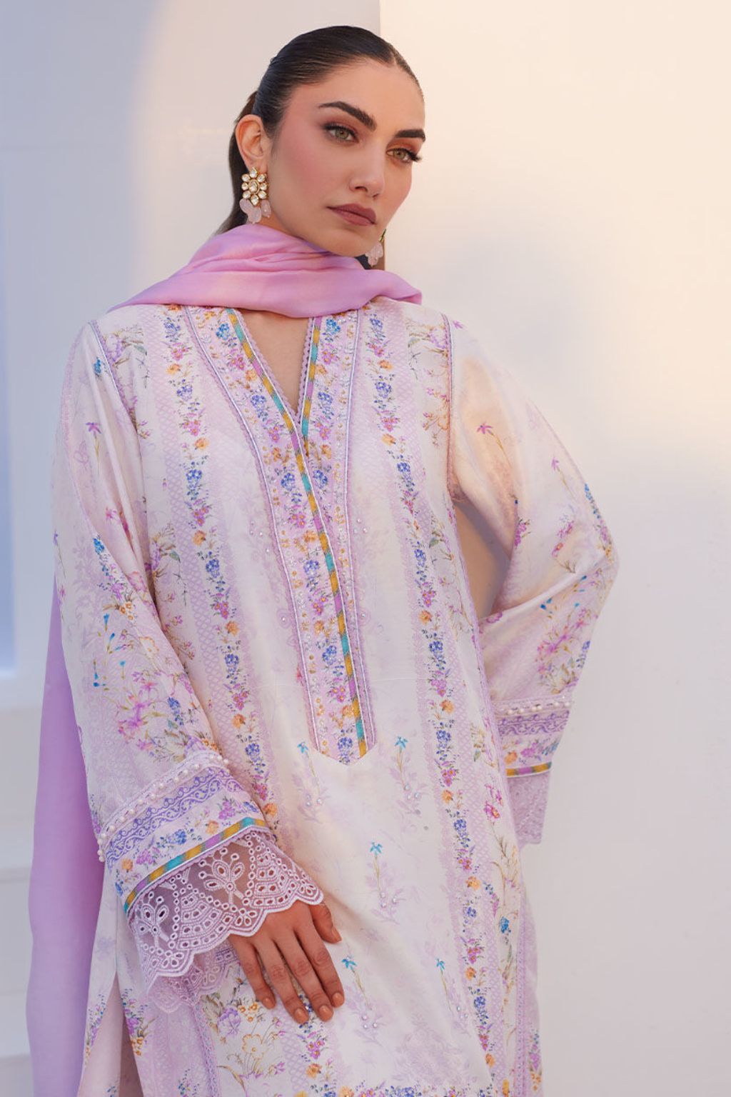 FTA ZAZA PRINTS'24-HEATHER LAVENDER SHIRT AND DUPATTA - second image