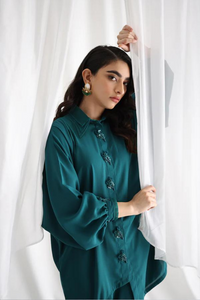 JOLIE Teal Green Georgette Shirt 