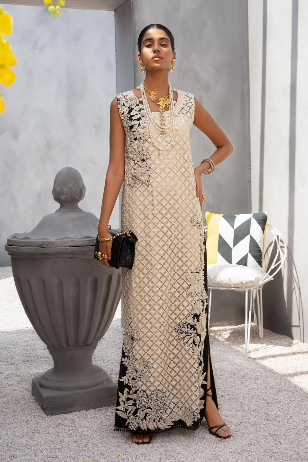 SUAVE Timeless Elegance: Black & White Cutwork Ensemble