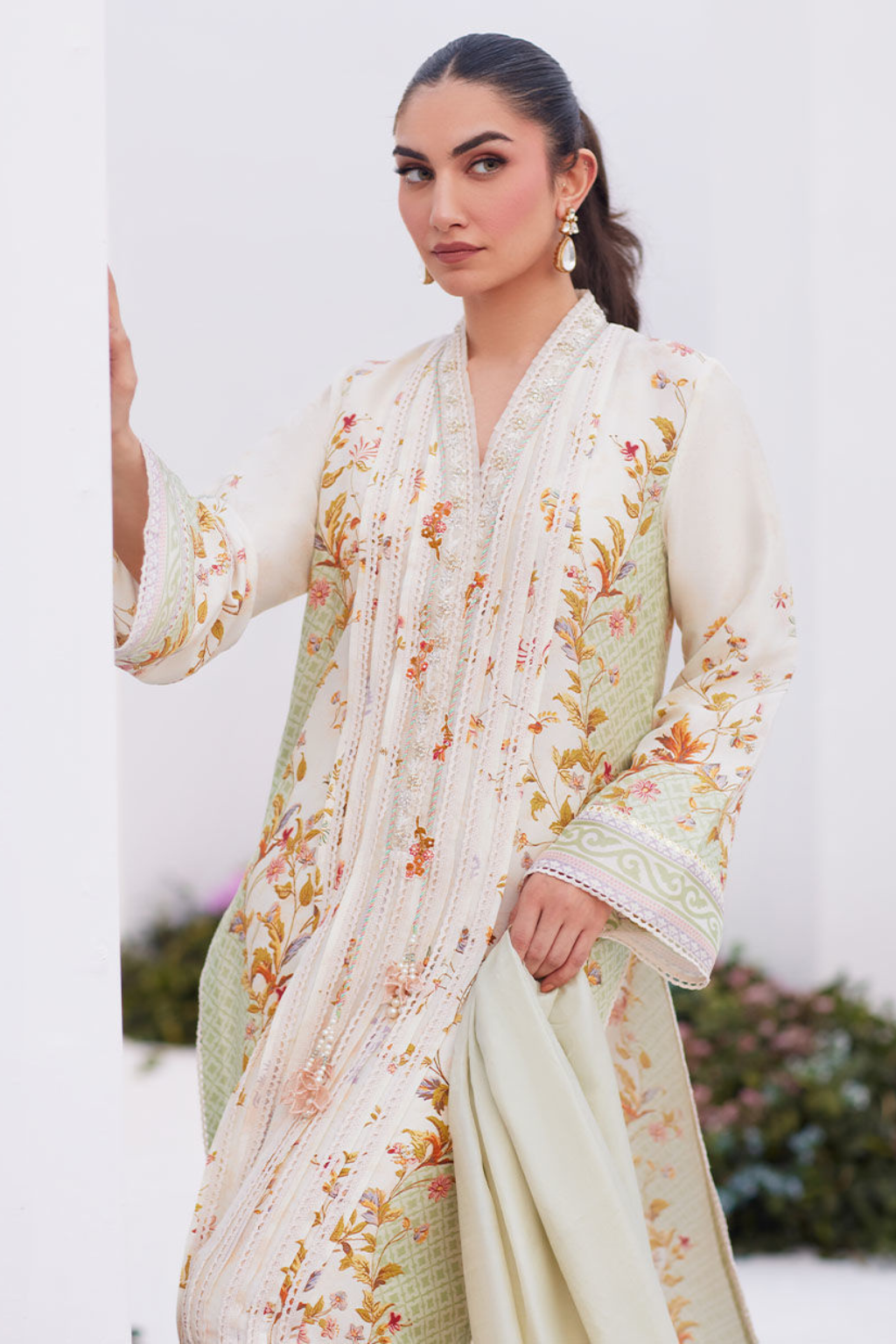 FTA ZAZA PRINT'24-SAGE TRELLIS SHIRT AND DUPATTA - second image
