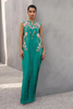 EMERALD SHINE Elegant Teal Green Kaftan with Floral Embroidery