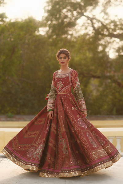 DANEEN red garnet silk peshwas