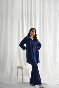 MYLA Navy Blue Silk Shirt 