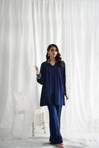 MYLA Navy Blue Silk Shirt 