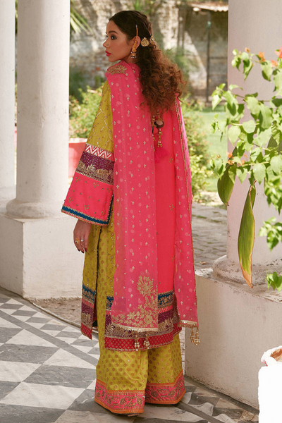 RIMSHA Rajasthani Pink & Dhani Green Raw Silk kurta set