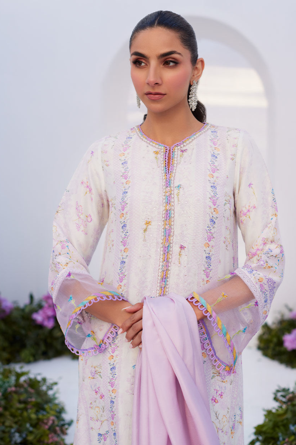 FTA ZAZA PRINTS'24-THISTLE LILAC SHIRT AND DUPATTA - second image