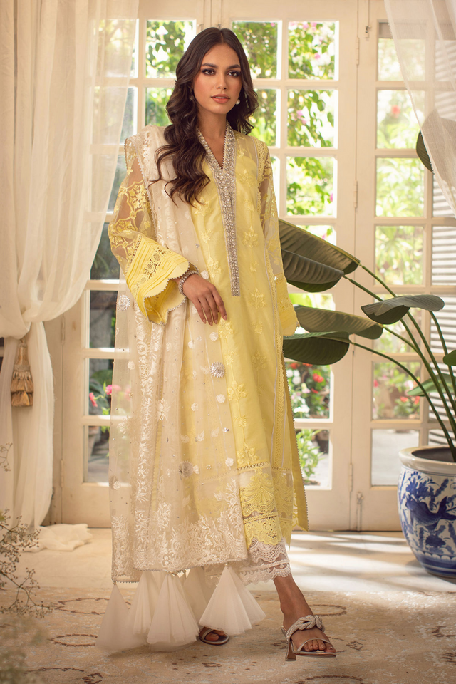 NAISHA Zardozi Embroidery Satin Silk Shirt 