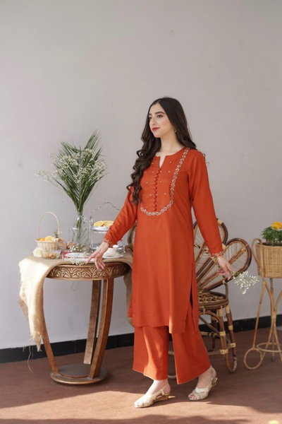 GINGER Rust Wool Mareena Kurta Set
