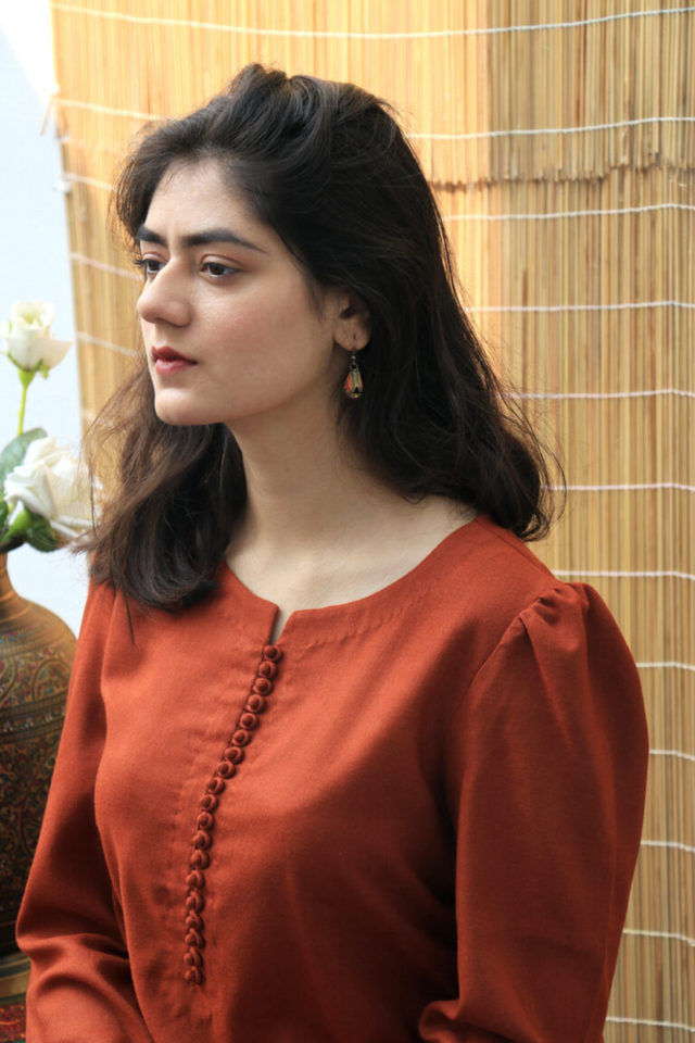 RUST Wool Mareena Kurta Set