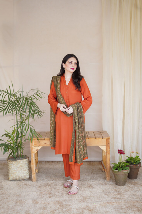 Apricot Wool Mareena Kurta Set