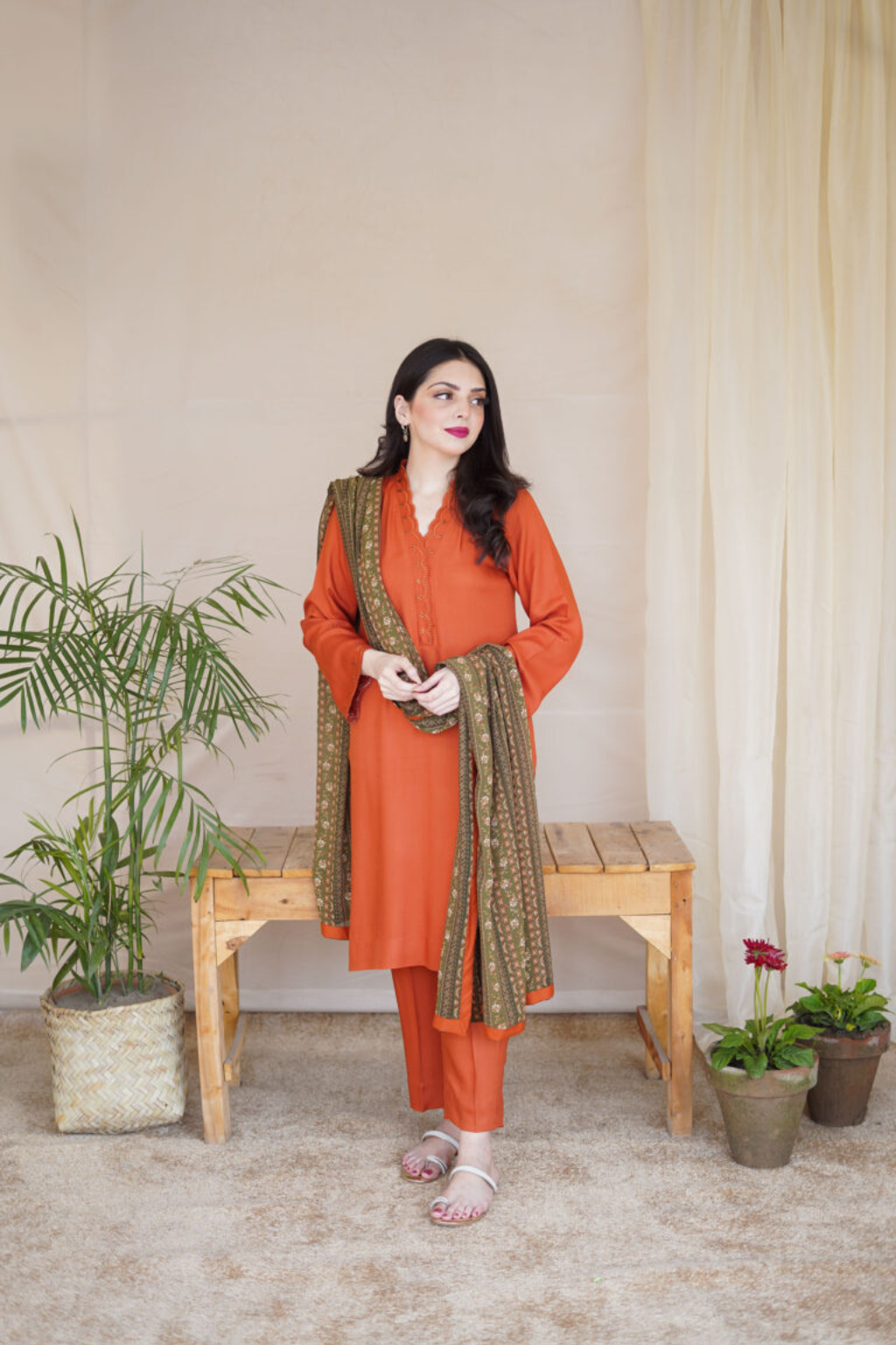 Apricot Wool Mareena Kurta Set