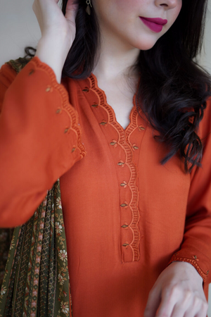 Apricot Wool Mareena Kurta Set