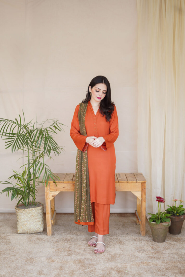 Apricot Wool Mareena Kurta Set