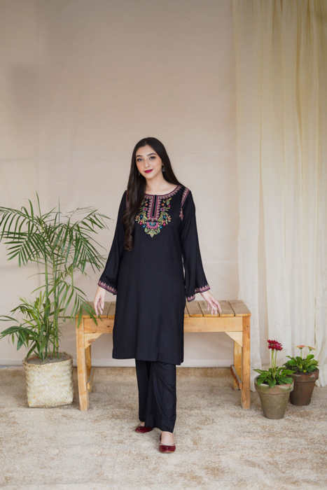 Kohl Wool Mareena Embroidered Kurta  