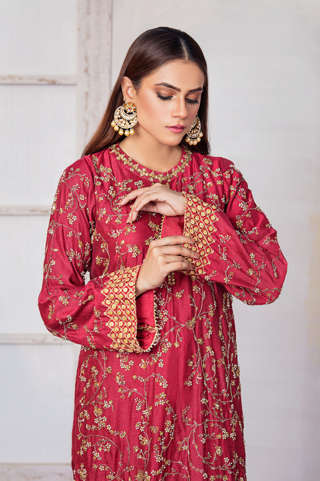 Exquisite CRYSTAL EMPRESS Cotton Net Ensemble | Bilal Garment