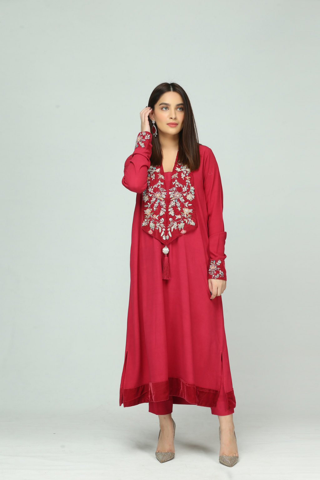 Stunning GARNET Grip Georgette Ensemble | Bilal Garment