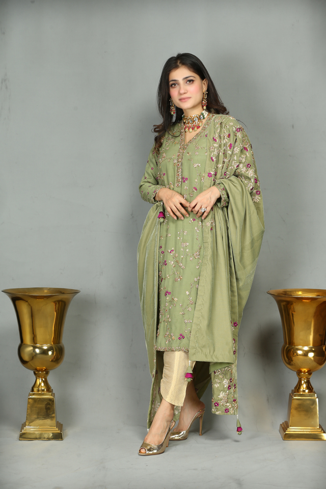 ROYAL MAJESTY Handworked Dull Raw Silk kurta set